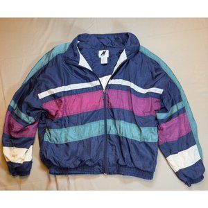 Retro 90s Sport Windbreaker Jacket Colorblock Unisex Large